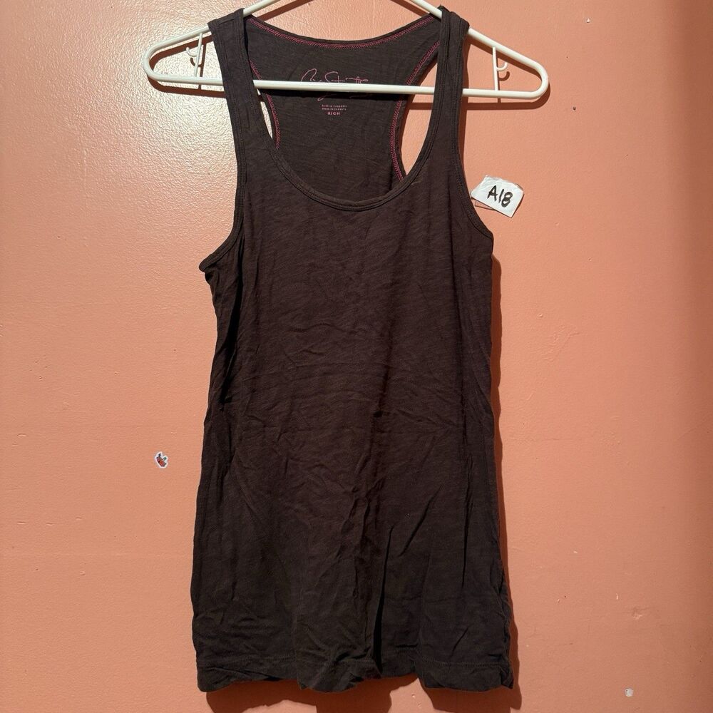 City Streets Womens Tank Top S Small Brown Cotton Sleeveless Shirt Round Neck